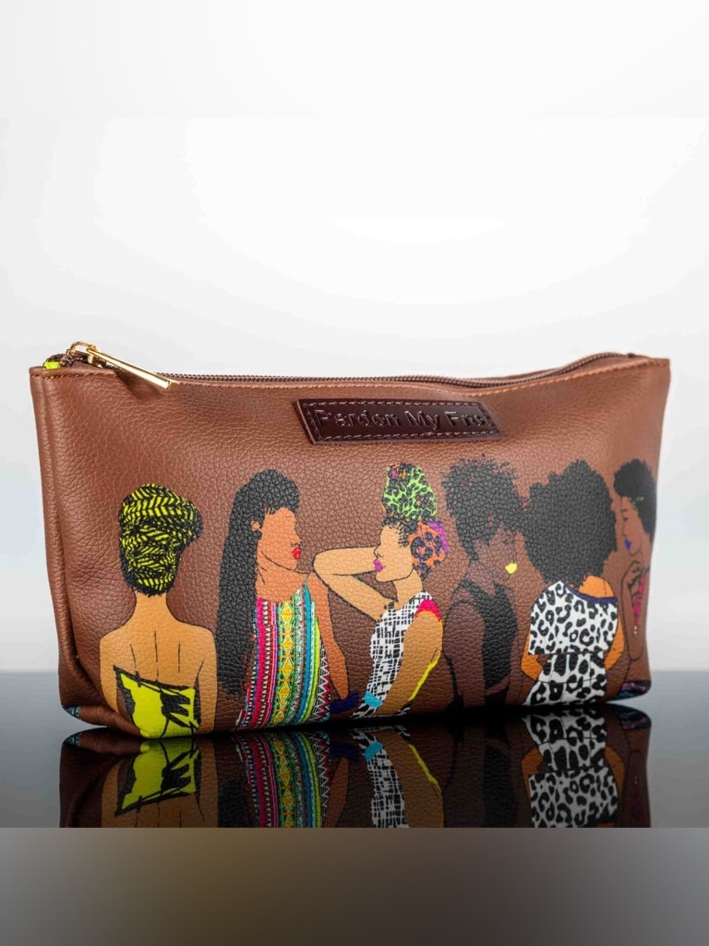 NEW! Pardon My Fro Squad Expresso Brown Cosmetic Bag